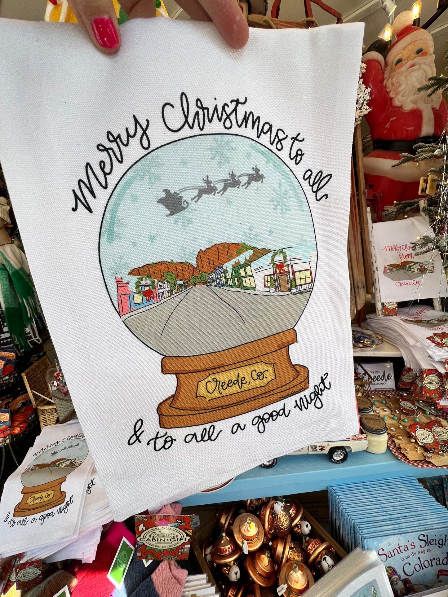 Merry Christmas Creede Tea Towel
