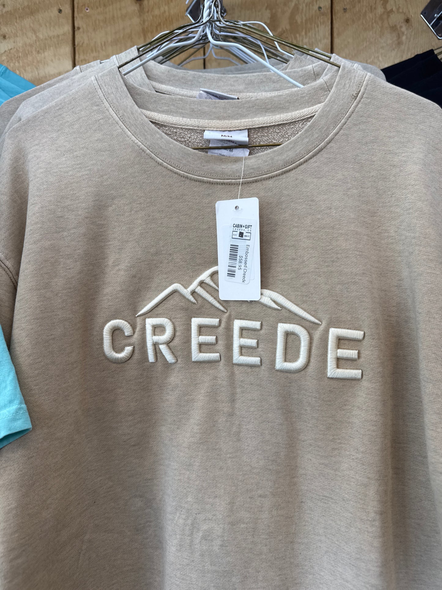 Embossed Creede Tan Sweatshirt