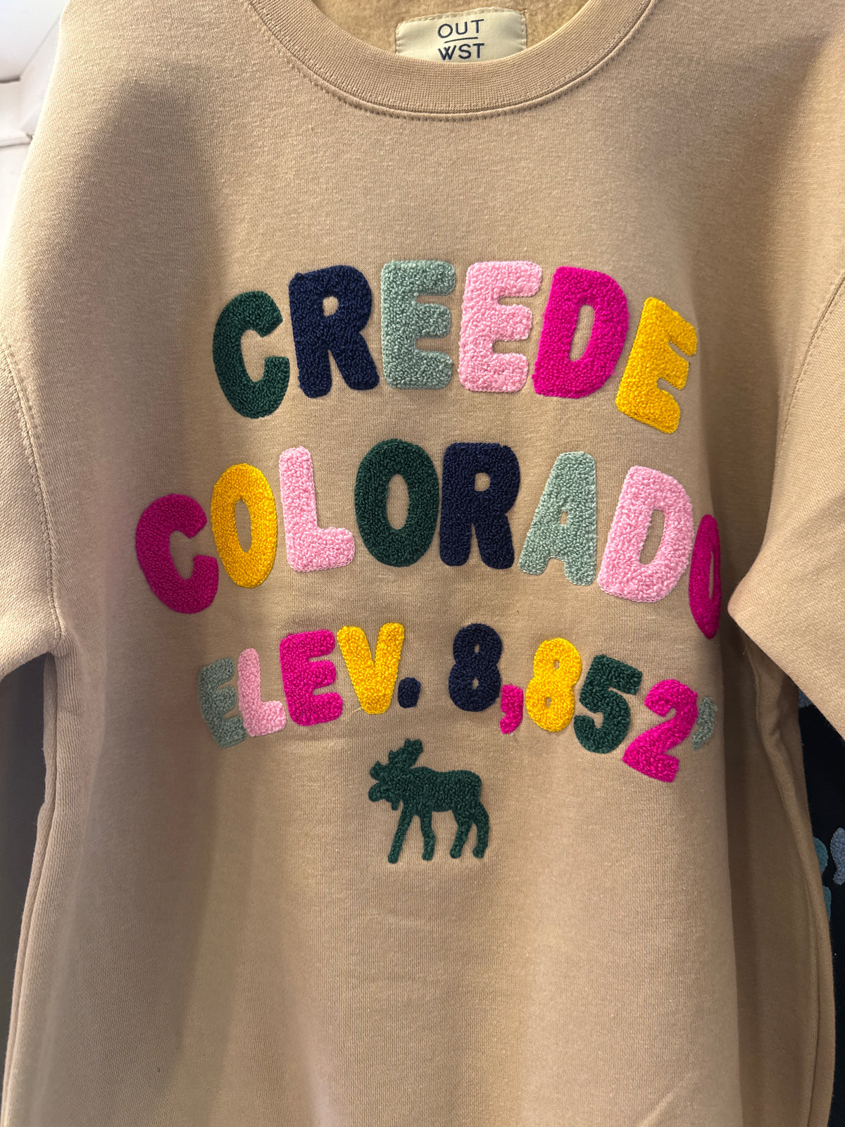 Sand Chenille Moose Sweatshirt