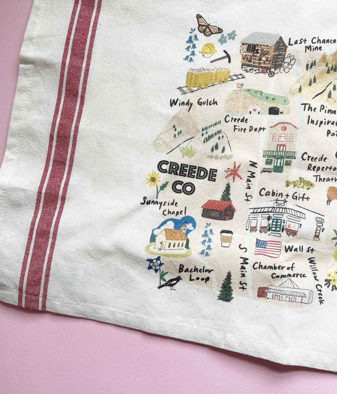 Creede Town Map Kitchen Towel